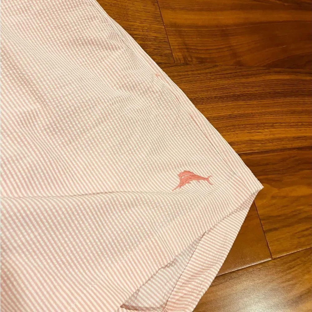 Tommy Bahama Rialto pink and white striped men’s swim trunks size Xl TG NWT